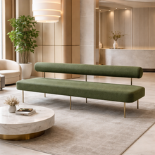 Load image into Gallery viewer, Ainsley bespoke luxury bench upholstered in premium fabric for luxury living interiors in London