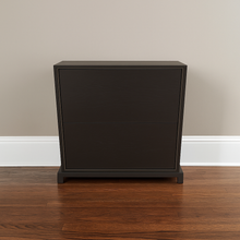 Load image into Gallery viewer, Contemporary bedside table with show wood carcass and metal detailing