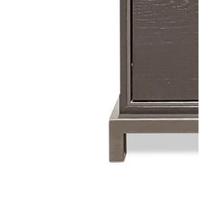 Load image into Gallery viewer, Contemporary bedside table with show wood carcass and metal detailing