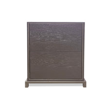 Load image into Gallery viewer, Contemporary bedside table with show wood carcass and metal detailing