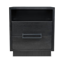 Load image into Gallery viewer, Arlington bedside table with smoked glass top and metal handles