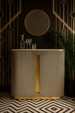 Load image into Gallery viewer, Luxury bar cabinet with satin brass detailing – Costa Mesa design