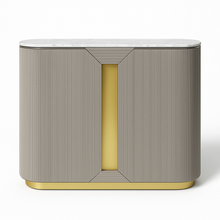 Load image into Gallery viewer, Luxury bar cabinet with satin brass detailing – Costa Mesa design