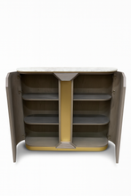 Load image into Gallery viewer, Luxury bar cabinet with satin brass detailing – Costa Mesa design