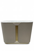 Load image into Gallery viewer, Luxury bar cabinet with satin brass detailing – Costa Mesa design
