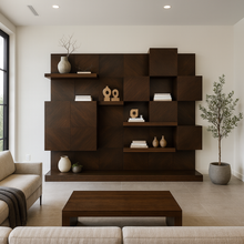 Load image into Gallery viewer, Made in Britain geometric shelving unit with LED lighting
