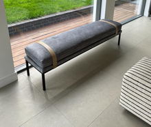 Load image into Gallery viewer, Contemporary handmade luxury bench with metal base