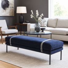 Load image into Gallery viewer, Contemporary handmade luxury bench with metal base