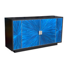 Load image into Gallery viewer, Luxury sideboard with handmade marquetry and polished steel surround
