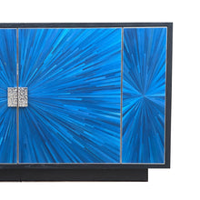 Load image into Gallery viewer, Luxury sideboard with handmade marquetry and polished steel surround