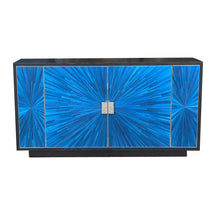 Load image into Gallery viewer, Luxury sideboard with handmade marquetry and polished steel surround