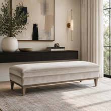 Load image into Gallery viewer, Mid Century handmade luxury bench with timber frame