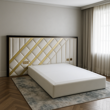 Load image into Gallery viewer, Art Deco luxury bed with brass metal detailing