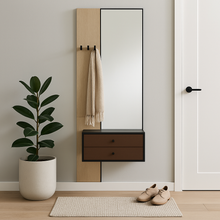 Load image into Gallery viewer, Model J luxury bespoke mirror made in Britain with storage and hooks