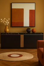 Load image into Gallery viewer, Riviera luxury bespoke sideboard with honed marble top and brass detailing