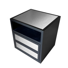 Load image into Gallery viewer, Roxie luxury bespoke bedside table metal laminate detail