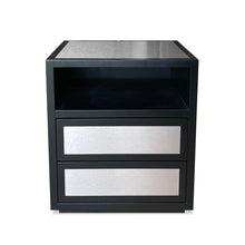 Load image into Gallery viewer, Roxie luxury bespoke bedside table metal laminate detail