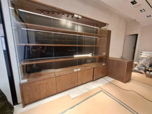 Load image into Gallery viewer, Bespoke oak shelving installation for Sellier Knightsbridge luxury boutique in London