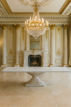 Load image into Gallery viewer, Thera bespoke luxury dining table hand carved timber base