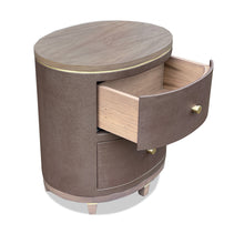 Load image into Gallery viewer, Tomlin luxury bespoke bedside table upholstered rounded design