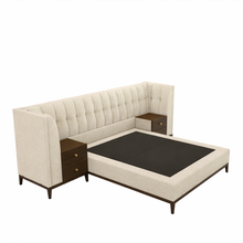 Load image into Gallery viewer, Upstate luxury bespoke bed base with integrated drawers and mirrored tops