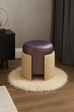 Load image into Gallery viewer, Upholstered Clipper pouf for luxury living room interiors