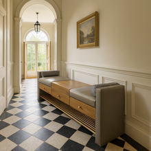 Load image into Gallery viewer, Handmade luxury hallway bench with storage drawers