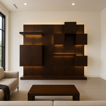 Load image into Gallery viewer, Made in Britain geometric shelving unit with LED lighting