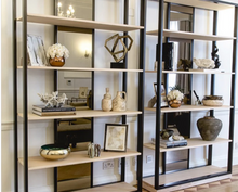 Load image into Gallery viewer, Made in Britain luxury shelving unit mirrored back panel detail