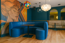 Load image into Gallery viewer, Sarratt curved bespoke banquette seating in premium upholstery