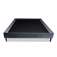 Load image into Gallery viewer, Brolin luxury bed base with slim upholstered frame and wooden legs