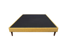 Load image into Gallery viewer, Brolin luxury bed base with slim upholstered frame and wooden legs