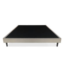 Load image into Gallery viewer, Brolin luxury bed base with slim upholstered frame and wooden legs