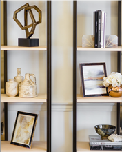 Load image into Gallery viewer, Made in Britain luxury shelving unit mirrored back panel detail