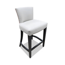 Load image into Gallery viewer, Leabank barstool close-up designer upholstery and wood finish