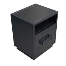 Load image into Gallery viewer, Arlington bedside table with smoked glass top and metal handles