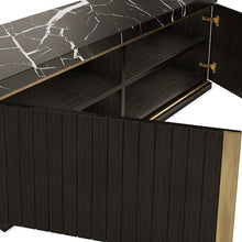 Load image into Gallery viewer, Riviera luxury bespoke sideboard with honed marble top and brass detailing