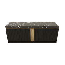 Load image into Gallery viewer, Riviera luxury bespoke sideboard with honed marble top and brass detailing