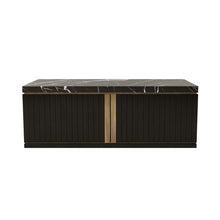 Load image into Gallery viewer, Riviera luxury bespoke sideboard with honed marble top and brass detailing