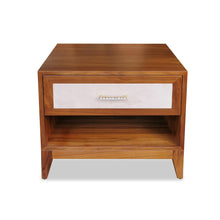 Load image into Gallery viewer, Troburgh luxury bespoke bedside table wood and upholstery