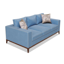 Load image into Gallery viewer, Front view of Colt Sofa – bespoke handcrafted sofa upholstered in velvet for elegant living room