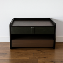 Load image into Gallery viewer, Alban luxury bespoke bedside table with leather and brass finish
