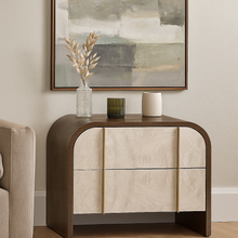 Load image into Gallery viewer, Regency style bedside table with solid brass handles
