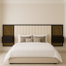 Load image into Gallery viewer, Connaught bespoke headboard with bedsides hand crafted luxury furniture made in Britain
