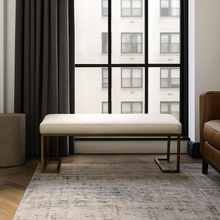 Load image into Gallery viewer, Contemporary handmade luxury bench with steel base
