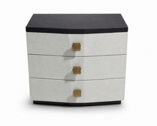 Load image into Gallery viewer, Bespoke upholstered bedside table for luxury bedroom interiors
