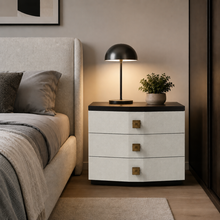Load image into Gallery viewer, La Grange luxury bespoke upholstered bedside table handcrafted in Britain
