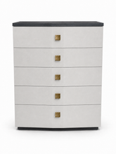 Load image into Gallery viewer, Bespoke upholstered tallboy chest of drawers for luxury bedroom
