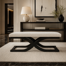 Load image into Gallery viewer, Handmade contemporary bench made in Britain for Luxury designer interiors.
