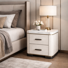 Load image into Gallery viewer, Orriano luxury bespoke bedside table with marquetry detail
